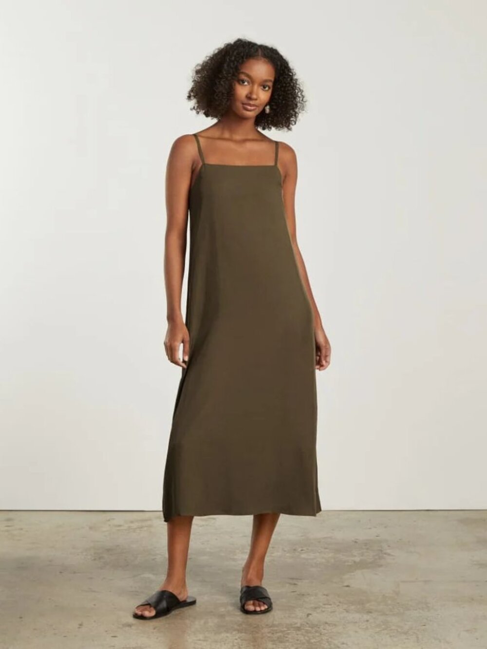 Everlane The Japanese GoWeave Slip Midi Dress Size 14 in Beech